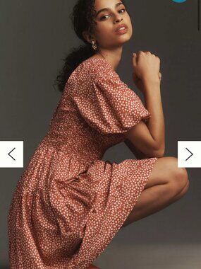 new ANTHROPOLOGIE puff sleeve poplin midi dress xl